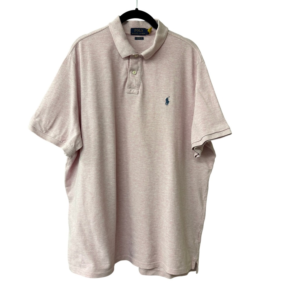 Polo Ralph Lauren Men Classic Fit Short Sleeve Shirt Size XL Heather Pink Cotton